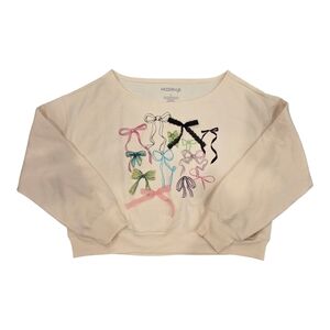Coquette Messy Bow cream-colored Oversized sweatshirt Size XL